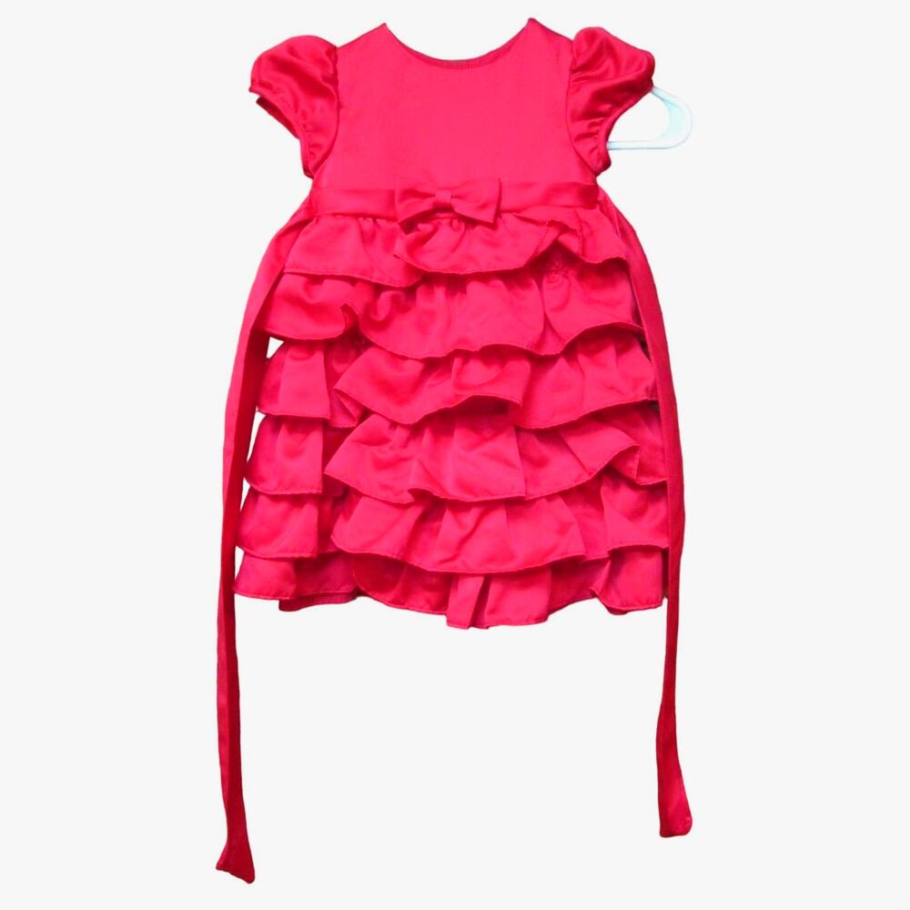 Marmellata Red Layered Ruffle Dress Toddler Girls Size 2T Bow Front & Cap Sleeve